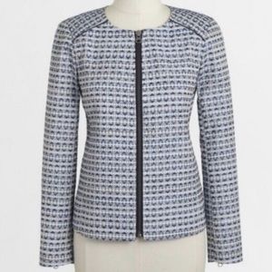 J Crew Factory blue hearts jacquard unlined blazer jacket Sz XS